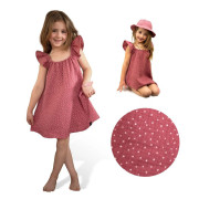 Dievčenské mušelínové šaty Ruby Dot - rubínová Esito