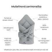 Mušelínová zavinovačka Love béžová so srdiečkami Sleepee
