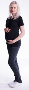 Tehotenské a dojčiace tričko s kapucňou, kr. rukáv - čierne