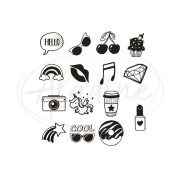 Drevené pečiatky Aladine Stampo LOVELY, 15 ks - Dievčenské