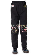 Detské softshellové nohavice DUO Spring flowers - čierna Esito