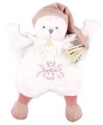 Darčeková sada Plyšový muchláčik medvedík s čiapočkou ružový 25 cm Doudou