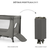 Postieľka cestovná Joy 2 Dark grey Kinderkraft