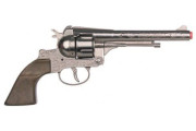 Kovbojská sada kovový revolver + šerifská hviezda 12 rán