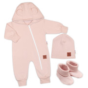 Rastúci teplákový overal, čiapky, topánky, 3D, Nature - ružová Baby Nellys