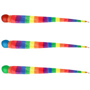 Loptička mäkká s dlhým chvostíkom látka 100 cm dúhový