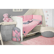 5-dielne posteľné obliečky Belisima Králíček 100/135 ružovo-šedé
