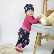 Detské tepláky s vysokým pásom Bábika - tmavo modrá Esito