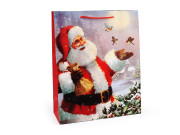 Vianočná darčeková taška s glitrami 32 x 26 x 10 cm Santa 4