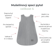 Letný a jarný mušelínový spací vak Love béžový so srdiečkami Sleepee