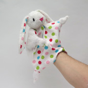 Králik 30 cm biely, uzlíkový maňuška