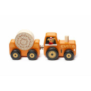 Traktor s vlekom - drevená skladačka s magnetom Cubika