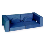 Kreatívna detská pohovka z mäkkých vankúšov - skladací modulárny set 8 dielov - tm. modrá