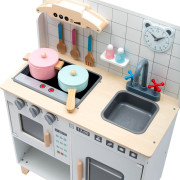 Detská drevená kuchynka s vybavením Montessori biela Baby Mix