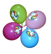 Balóniky guľaté Jednorožec farebná potlač 4 ks