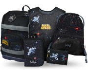 Set 5 Zippy Plus Pixel Space: aktovka, peračník, sáčok, zástera, peňaženka Baagl