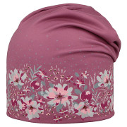 Funkčná čiapka dlhá obojstranná Lúka/kvety ružová RDX