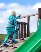 Softshellové nohavice detské Medvede tyrkysové Wamu