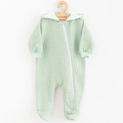 Dojčenský mušelínový overal s kapucňou New Baby Comfort clothes šalviová