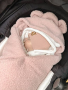 Oteplený fusák, deka s kapucňou do autosedačky Baránok Baby Nellys