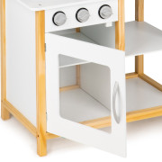 Drevená detská kuchynka s rúrou a príslušenstvom