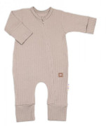 Rastúci rebrovaný overálok, čiapočka a topánočky Nature - toffi Baby Nellys