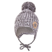 Čiapka pletená zaväzovacia brmbolca LA Outlast ® Bielošedý melír