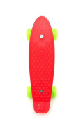 Skateboard - pennyboard 43cm, nosnosť 60kg plastovej osi, červený, zelené kolesá