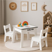 Detský stôl a stoličky Leaf Grey Baby Mix