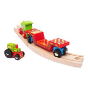 Vagón s traktorom + 2 koľaje Bigjigs Rail