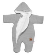 Zimná pletená kombinéza/overálok s kapucňou svetlo šedá Veľ. 62 Baby Nellys