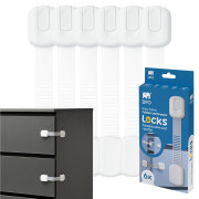 Bezpečnostné zámky viacúčelové pre skrinky a zásuvky nastaviteľné súprava 6 ks Sipo