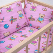 Drevená postieľka-kolíska pre bábiky s obliečkami bears Baby Mix