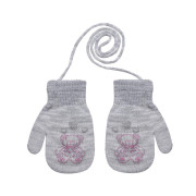 Pletené zimné rukavice so šnúrkou medvedík 3 - 6 rokov