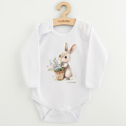 Detské body s potlačou New Baby Zajačik s kvetinkami