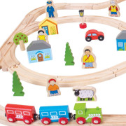 Drevená vláčikodráha mesto a dedina 91 dielov Bigjigs Rail