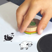 Detská drevená pečiatky Aladine Stampo Bambino, 8 ks - Farma