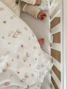 Detské obliečky do postieľky 100 x 135 cm bavlnený satén Husi Infantilo