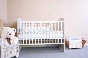 Detská postieľka New Baby Leo bielo-šedá