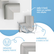 Ochrana rohov a hrán skleneného nábytku šedá penová, súprava 4 ks Sipo