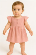 Dojčenské mušelínové šaty New Baby pink
