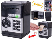 Trezor - 19,5 cm s odomykaním na kód - so svetlom, zvukom a peniazmi čierna