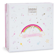 Darčeková sada - plyšový muchláčik jednorožec ružový 20 cm Doudou