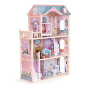 Drevený domček pre bábiky 3 poschodia, 11 ks nábytku