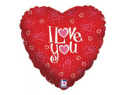 Srdce - Ružový, nápis Love 18"/45 cm fóliový balónik