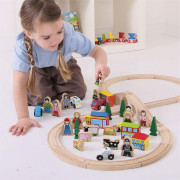 Veľká sada príslušenstva drevenej vláčikodráhy Bigjigs Rail