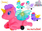 Jednorožec 13 cm jazdiaci na natiahnutie so svetlom