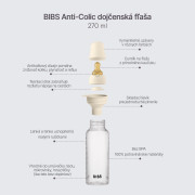 Antikoliková fľaša s kaučukovým cumlíkom 270 ml Bibs