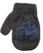 Detské palcové pletené rukavičky s traktorom 9 - 12 mesiacov