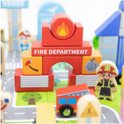 Drevené stavebnice - mesto s podložkou